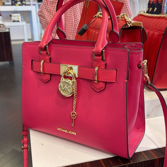 Michael Kors Hamilton Small Satchel Shoulder Crossbody Bag 
Electric Pink 
NWT - Picture 5 of 16